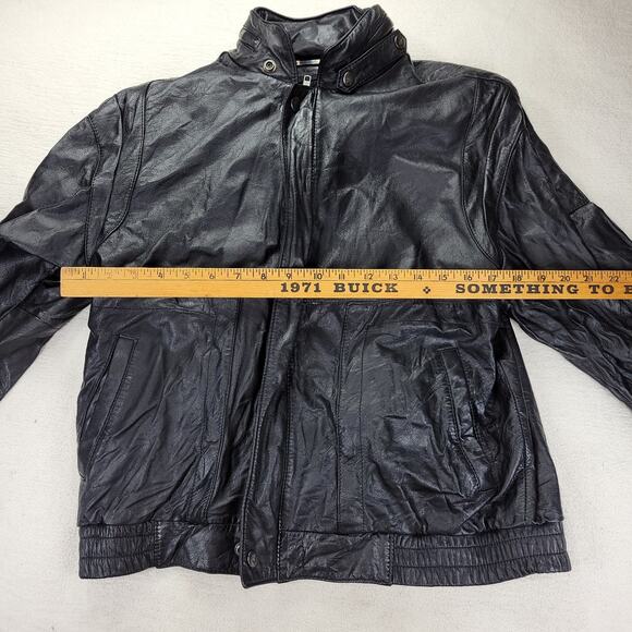 Vintage Nika Jacket Mens Sz 40 (Medium) Black Leather Gorpcore Biker Hooded Coat - Picture 8 of 16